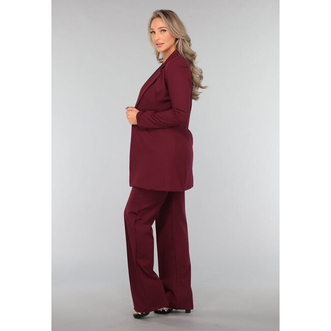 Mittellanger burgunderfarbener Blazer mit Stretch
