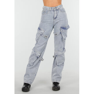 Hellblaue Cargo-Jeans