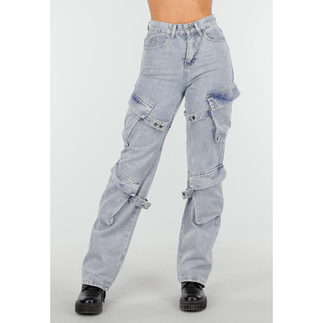 Hellblaue Cargo-Jeans