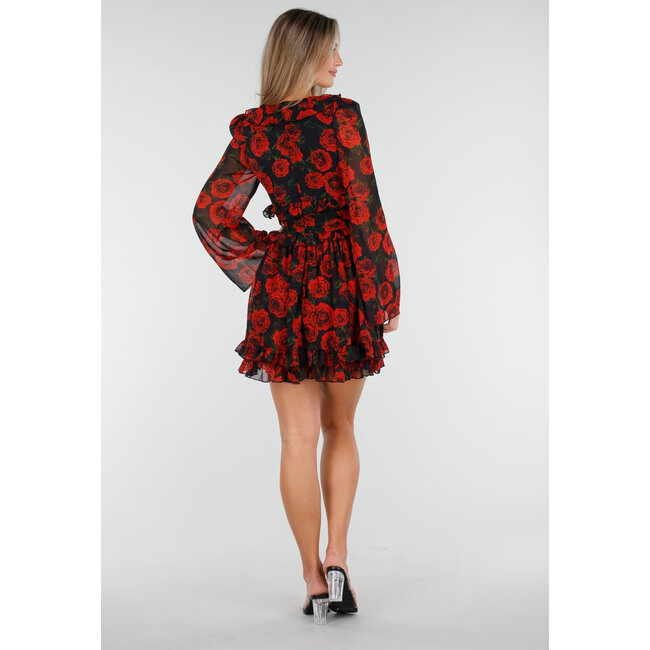 Mini-Kleid mit langen Ärmeln und Blumenmuster