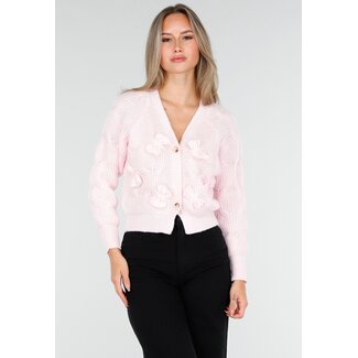 Strickjacke in Rosa mit Schleifen