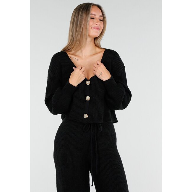 Zweiteiliger Strickanzug in Schwarz