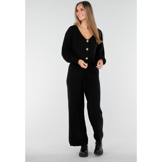 Zweiteiliger Strickanzug in Schwarz