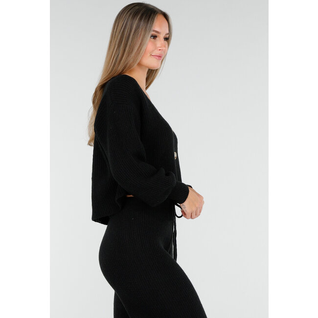 Zweiteiliger Strickanzug in Schwarz