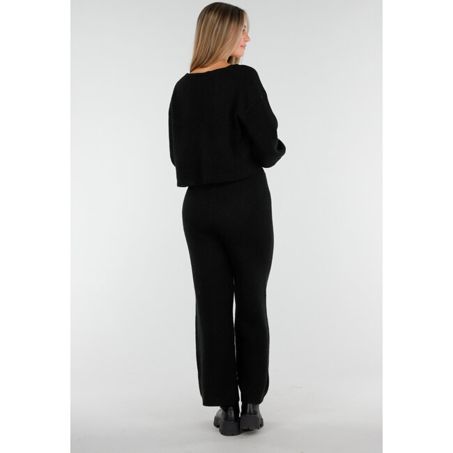 Zweiteiliger Strickanzug in Schwarz