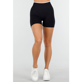 Schwarze Sportshorts mit hoher Taille und Stretch