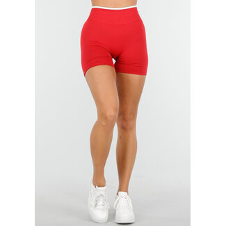 Rote Sportshorts mit hoher Taille und Stretch