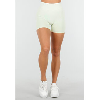 Grüne Sportshorts mit hoher Taille und Stretch
