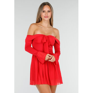 Off Shoulder Mini Dress in Red