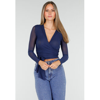Wickeljacke aus Mesh in Blau