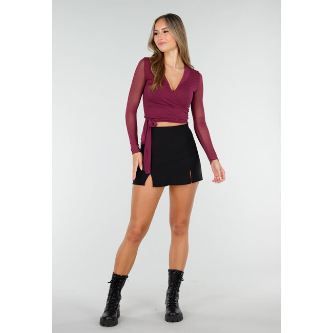 Schwarzer Skort mit Stretch und Schlitzen
