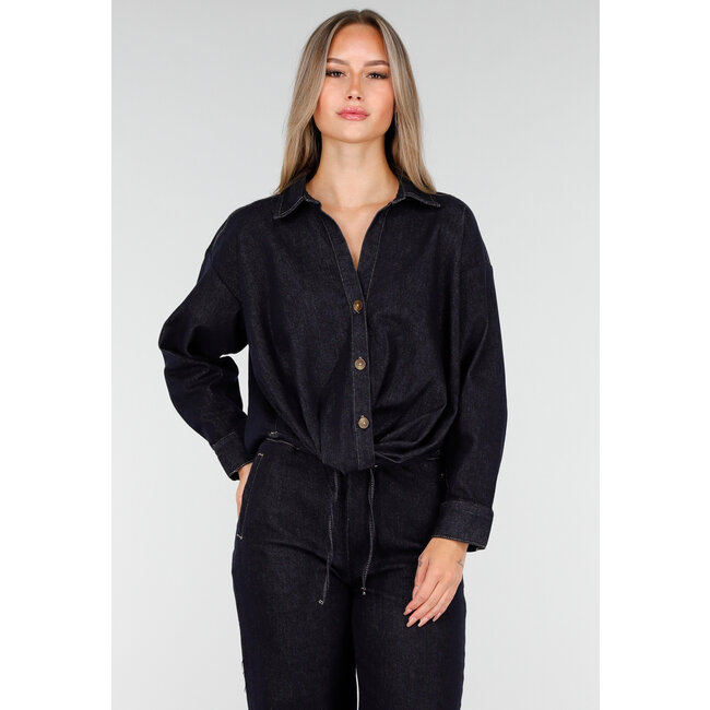 Redial Jeans Denim Blouse mit Knöpfen