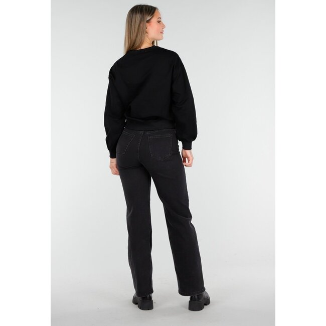 Langärmeliger Pullover in Schwarz mit Stretchanteil