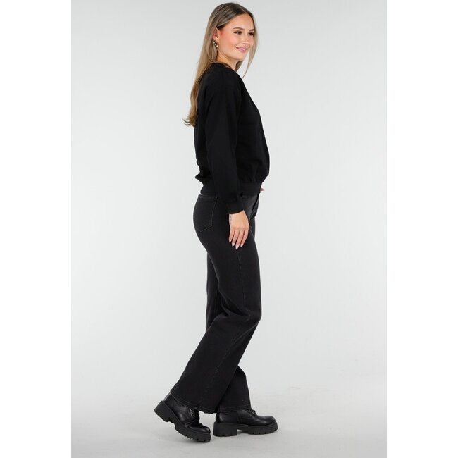 Langärmeliger Pullover in Schwarz mit Stretchanteil