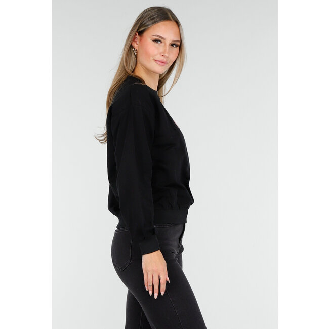 Langärmeliger Pullover in Schwarz mit Stretchanteil