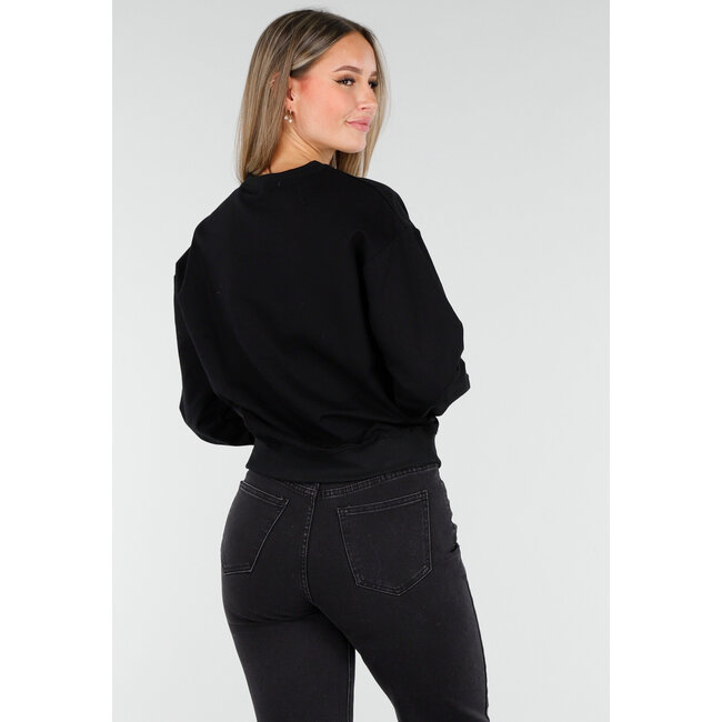 Langärmeliger Pullover in Schwarz mit Stretchanteil
