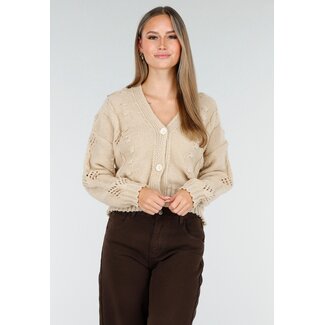 Beige Strickjacke mit Knopfverschluss