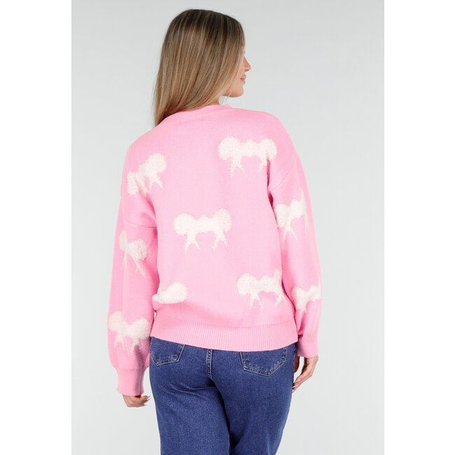 Strickpullover in Rosa mit Schleifendetails