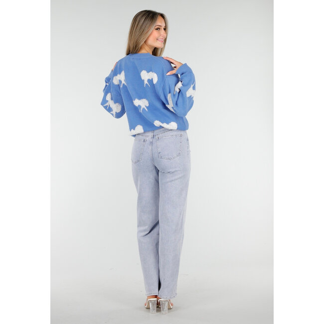 Strickpullover in Blau mit Schleifendetails