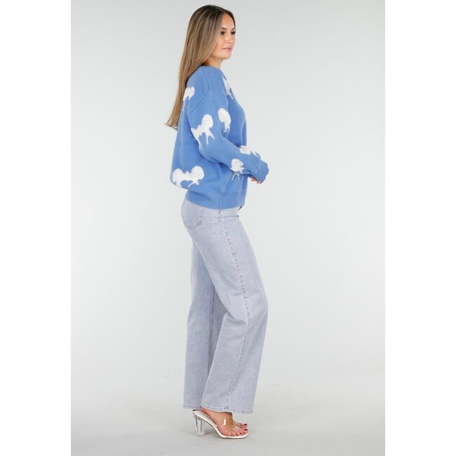 Strickpullover in Blau mit Schleifendetails