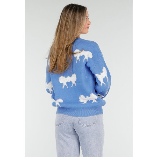 Strickpullover in Blau mit Schleifendetails