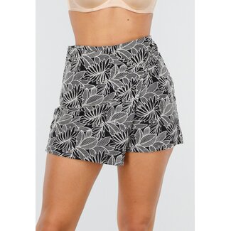 Schwarzer Skort mit beigem Blattmuster