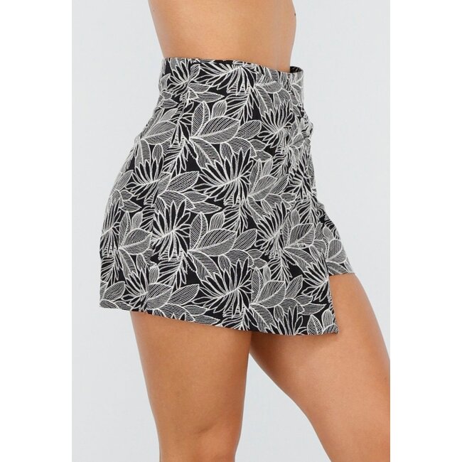 Minirock mit Allover-Print in Schwarz und Beige