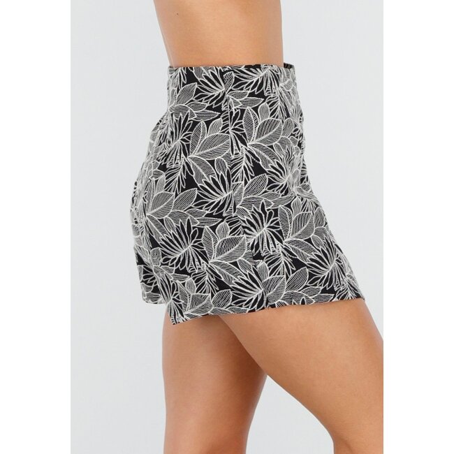 Minirock mit Allover-Print in Schwarz und Beige