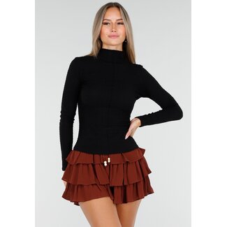 Schwarzes Stretch-Coltop für Damen