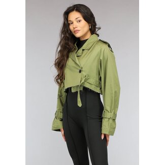 Grüner Cropped Trenchcoat