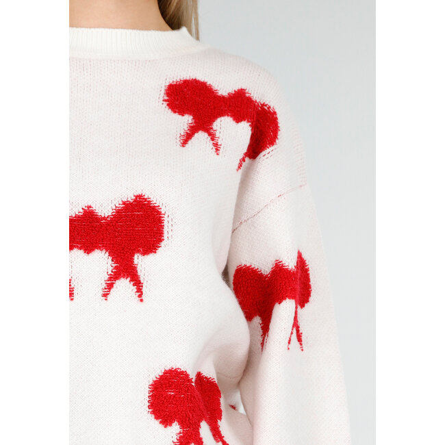 Strickpullover in Weiß mit Schleifendetails