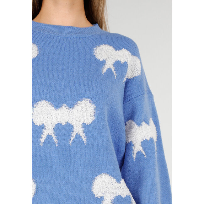 Strickpullover in Blau mit Schleifendetails