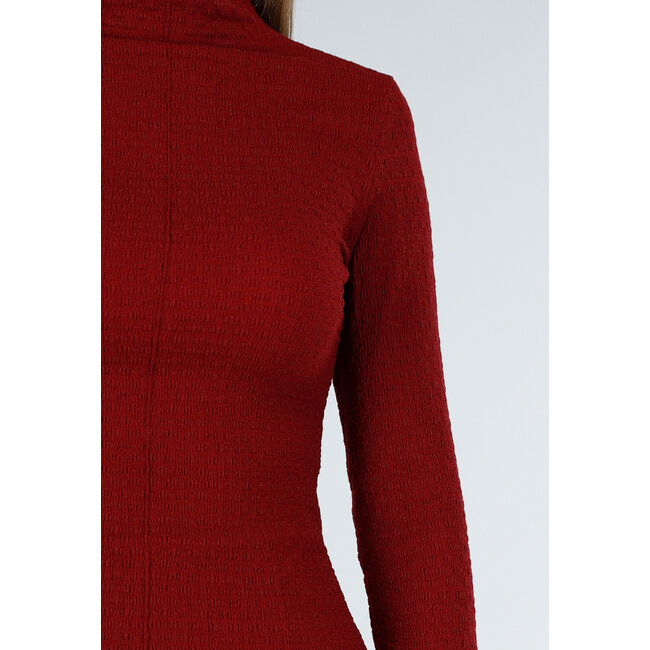 Roter Stretch-Rollkragenpullover mit langen Ärmeln