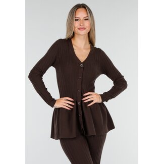 Dunkelbraunes Stretch-Zweiteiler-Set