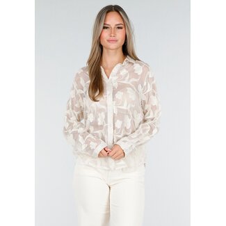 Beige Blume Bluse Damen