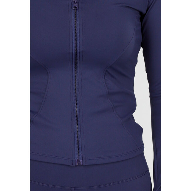 Navy Stretch Sportset mit engen Leggings und Weste