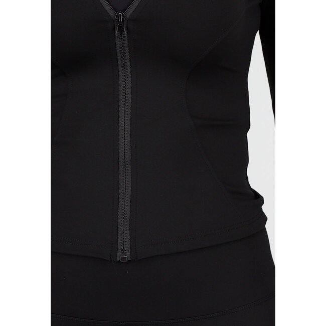 Schwarzes Sportset mit High Waist Leggings und Sportjacke