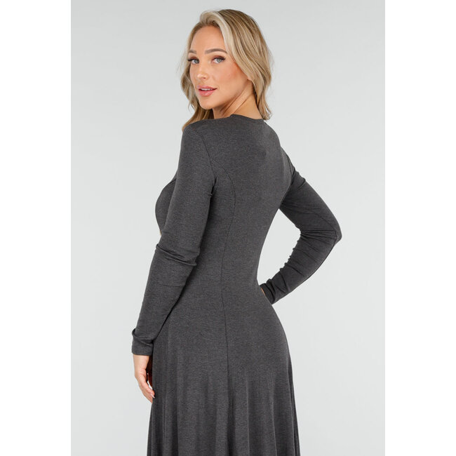 Maxikleid mit langen Ärmeln in Dunkelgrau