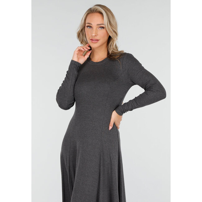 Maxikleid mit langen Ärmeln in Dunkelgrau