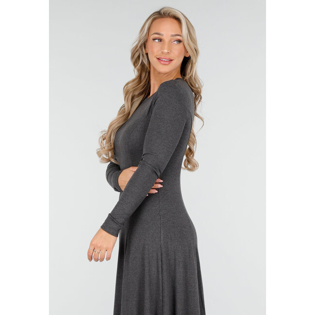 Maxikleid mit langen Ärmeln in Dunkelgrau