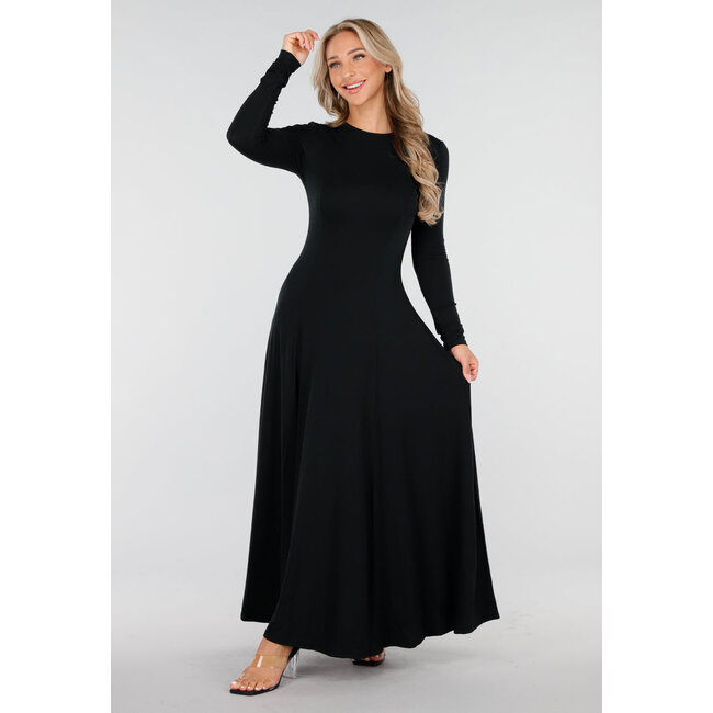 Maxikleid mit langen Ärmeln in Schwarz