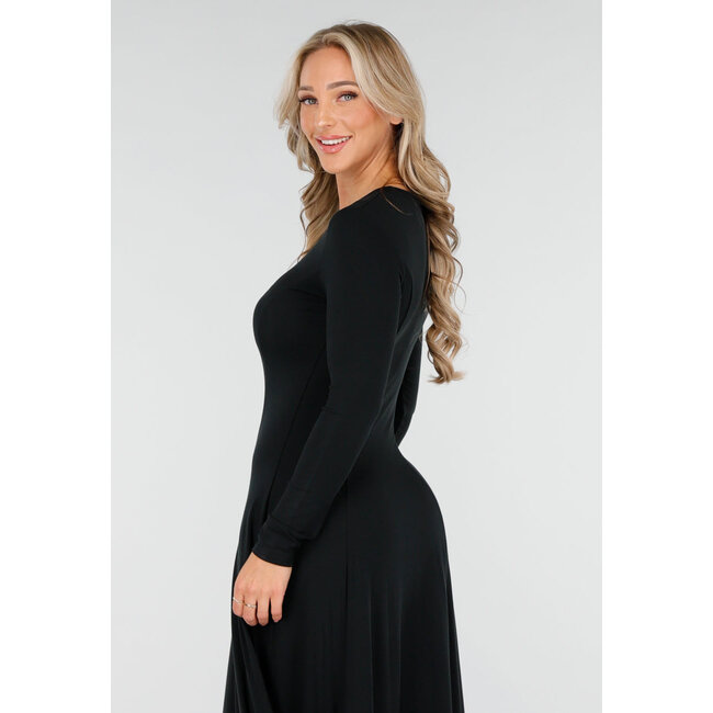 Maxikleid mit langen Ärmeln in Schwarz