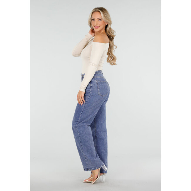 Top One Shoulder Langarm in Beige mit Stretch