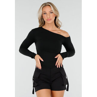 One Shoulder Stretch Top Schwarz