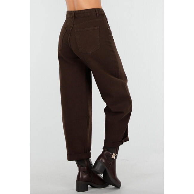 Braune Balloon-Jeans mit hoher Taille