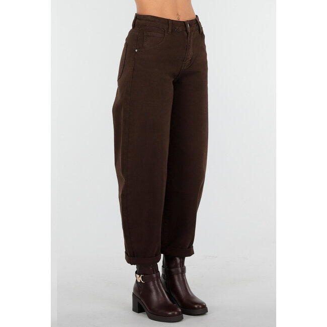 Braune Balloon-Jeans mit hoher Taille