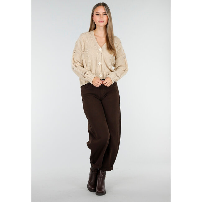 Braune Balloon-Jeans mit hoher Taille