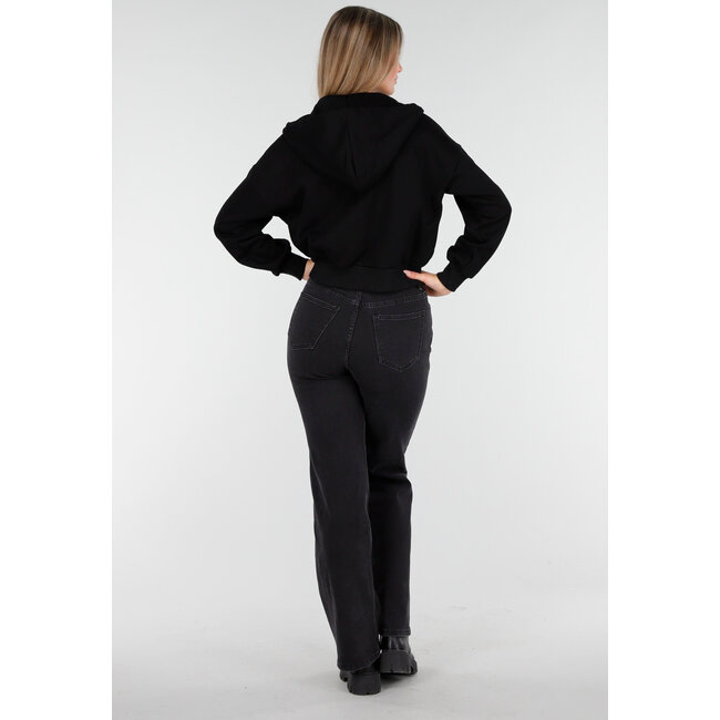 Langärmelige Sweatjacke in Schwarz