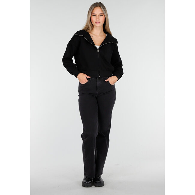 Langärmelige Sweatjacke in Schwarz