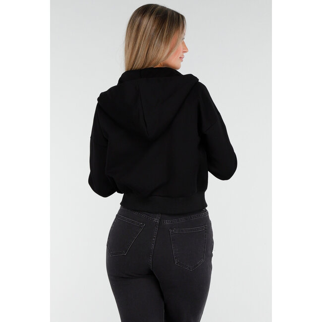 Langärmelige Sweatjacke in Schwarz